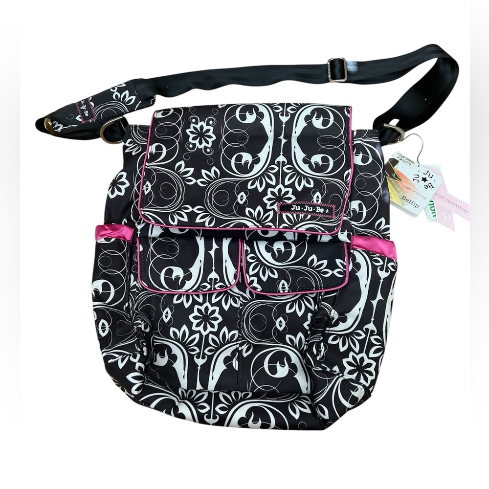 Ju-Ju-Be Black and Pink Diaper Bag